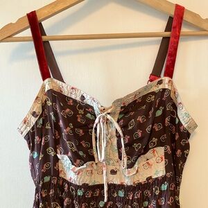 Silk Snail Milkmaid Dress with Velvet Straps
